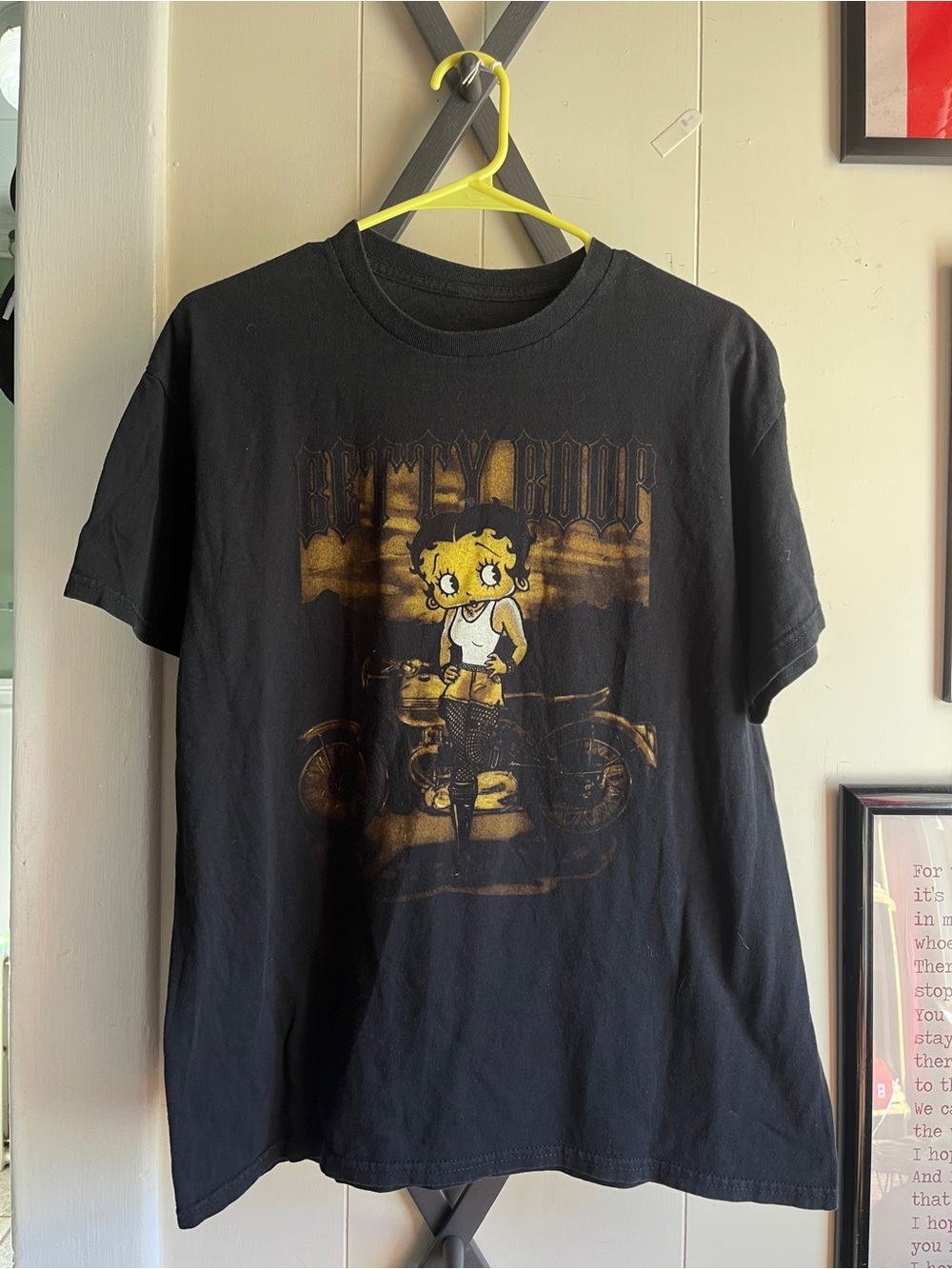 Betty Boop Black Graphic Tee - Vintage Motorcycle Design